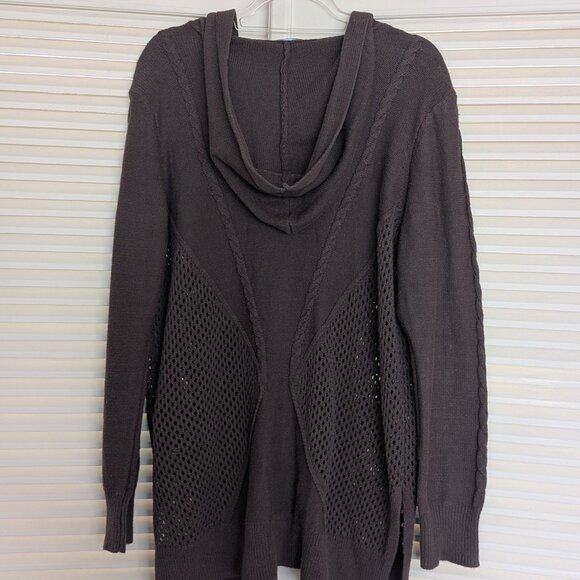 Simply Vera Vera Wang open front cardigan w/ hood pockets earthy brown EUC sz L - Picture 8 of 11